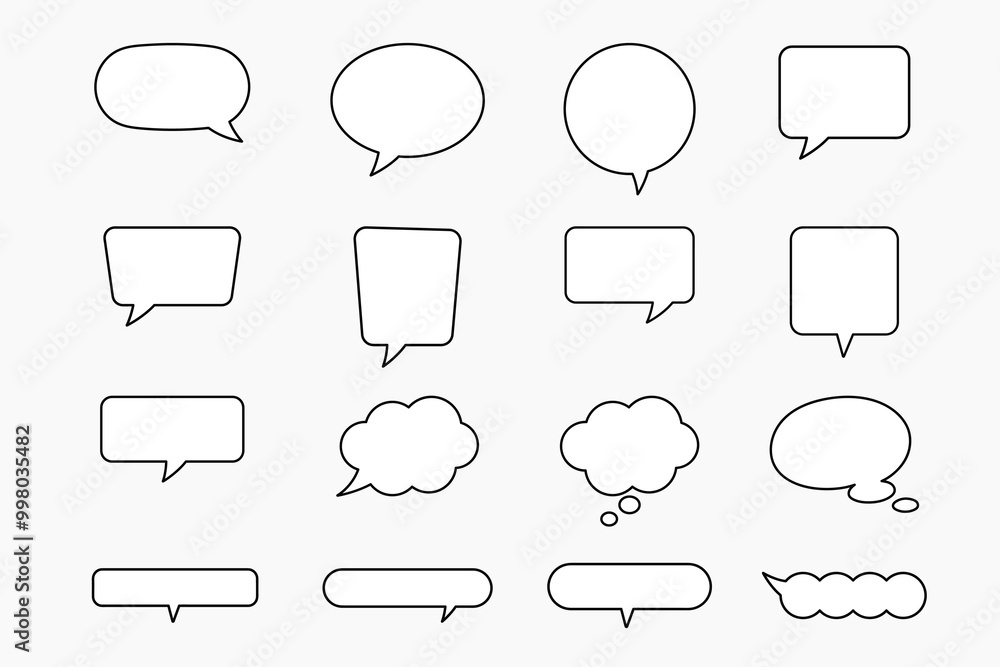 Poster collection of blank speech bubble shapes in various styles. set of speech bubbles graphic design. il