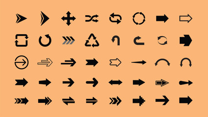 Diverse black arrow icon collection vector. Black arrow icon set vector. Set black arrow icon in various designs. Various black arrow icon vector collection.