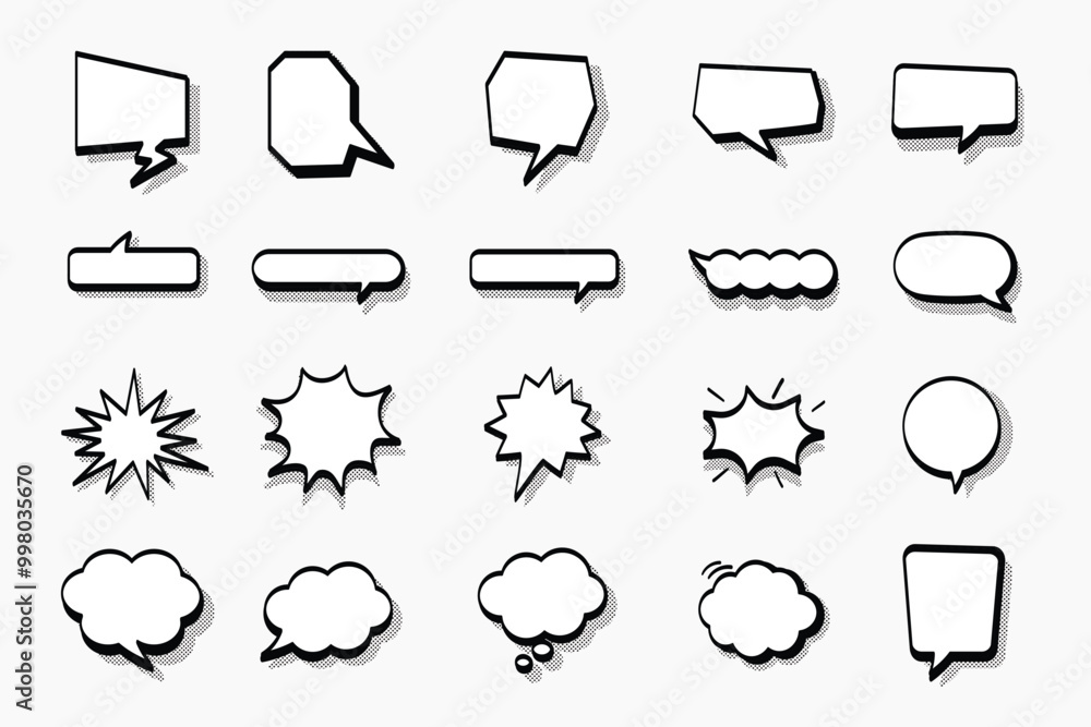 Poster rm21collection of blank speech bubble shapes in various styles. set of speech bubbles graphic design
