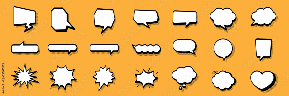 Poster collection of blank speech bubble shapes in various styles. set of speech bubbles graphic design. il