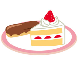 スイーツ　苺のケーキ　エクレア