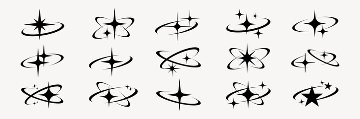 Abstract star orbit design set vector. Set of Abstract star orbit in various designs. Abstract star orbit vector collection. Abstract star orbit vector set.