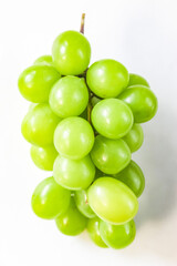 bunch of green grapes isolated on white background