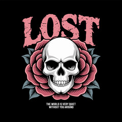 Skull abd rose - Gothic Illustration with Retro Typography