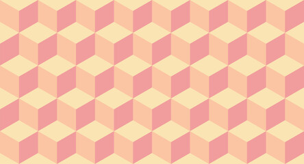 Yellow isometric cubical, hexagonal, rhombic pattern. Seamless repetitive infinite pattern. Vector