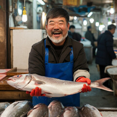 전통시장의 생선가계 사장님