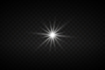 
Light effect of star and light rays. On transparent background.