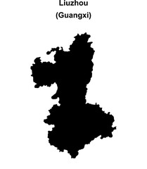 Liuzhou blank outline map