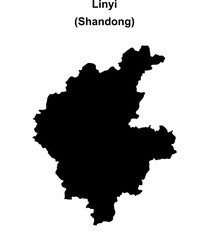 Linyi blank outline map