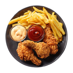 Chicken & Fries PNG isolated on Transparent background