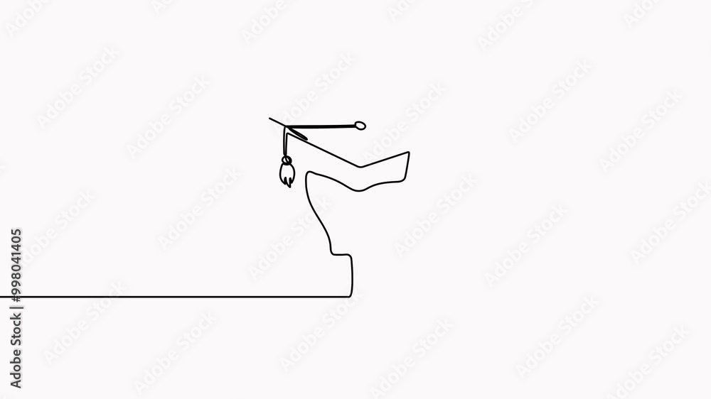 Poster light bulb and graduation cap continuous line drawn animated video. creative smart idea symbol anima