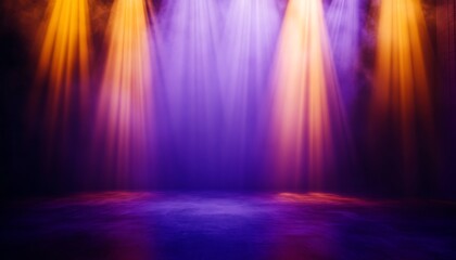 Obraz premium Purple and Orange Stage Lights with Smoke