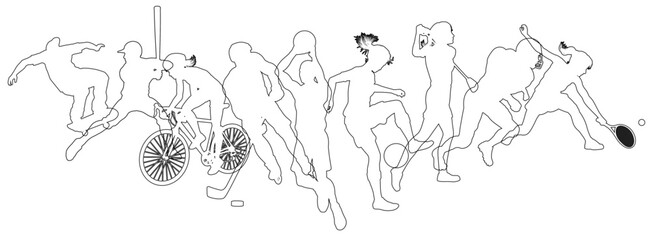 A sport active fitness sports healthy lifestyle silhouette people silhouettes set