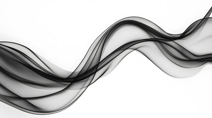 A flowing black and white abstract design featuring smooth curves and waves, creating a sense of movement and elegance.