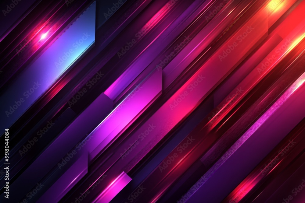 Poster digital abstract design of neon diagonal lines in magenta and purple shades crossing over each other