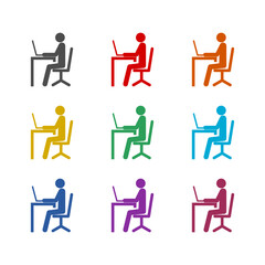 Office worker icon isolated on white background. Set icons colorful