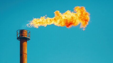 A large flame is coming out of a tall metal structure