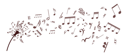 The dandelion symbol with flight of musical notes.
