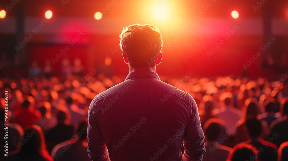 Aufkleber a wide-angle shot of a political candidate speaking passionately to a large crowd symbolizing the po