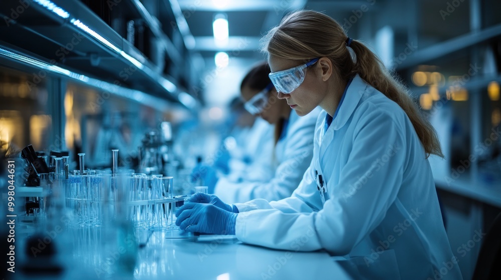 Poster lab scientist working in a modern lab