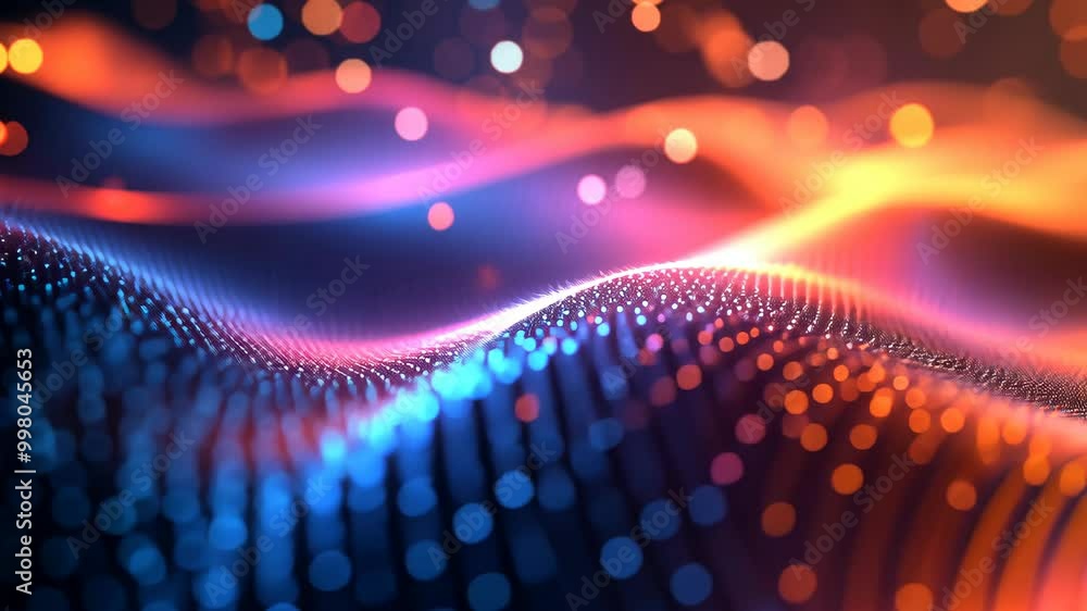 Wall mural a colorful abstract wave glows brightly against a dark background
