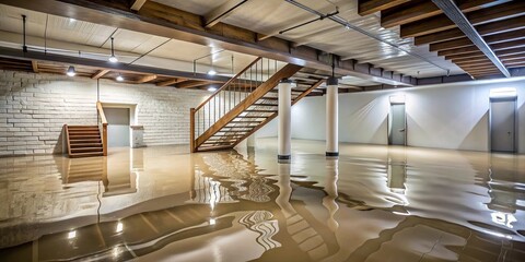 Obraz premium Flooded basement with water damage