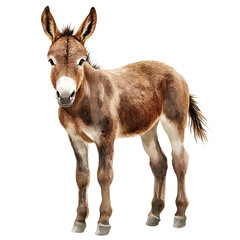 Obraz premium Beautiful Donkey Watercolor Clipart, Farm Animal Colored Design for Your Corporate and Business Graphic Resource or Creative Project, Ai Generative