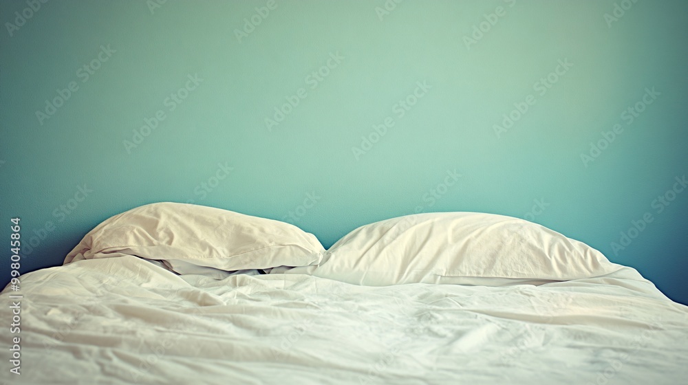 Poster a serene bedroom decorated with soft colors and minimal furniture conveying a peaceful atmosphere an