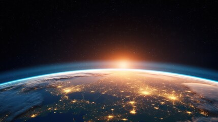 Obraz premium Sunrise Over Europe: A View From Space