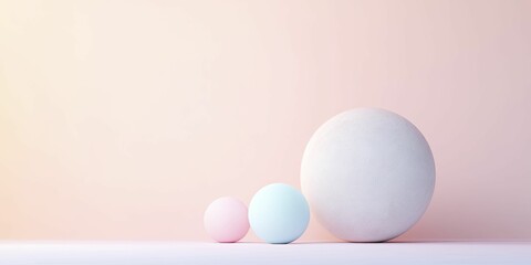 Fototapeta premium Three Fresh Eggs Nestled on a Soft Pink Background: A Minimalist Composition Highlighting Natural Textures and Subtle Colors