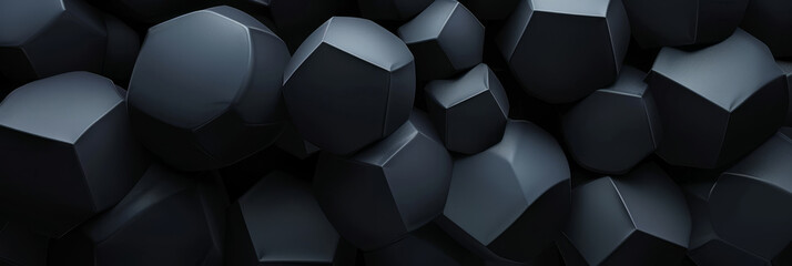 Matte black geometric forms with subtle texture, arranged in an impossible pattern, 3D