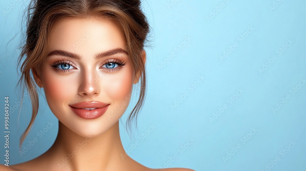 Poster a beauty influencer carefully applying eyeshadow using a small brush while explaining the technique 