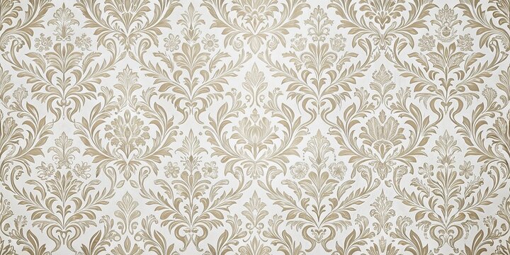 Floral pattern damask tapestry with retro baroque flowers on white background