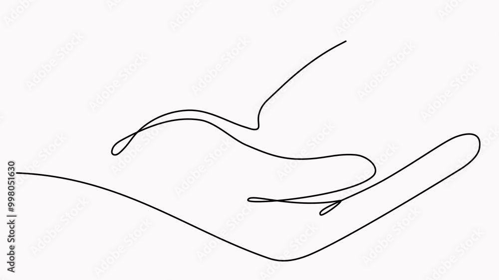 Poster animated hand holding arrow with growth graph continuous line drawing.
