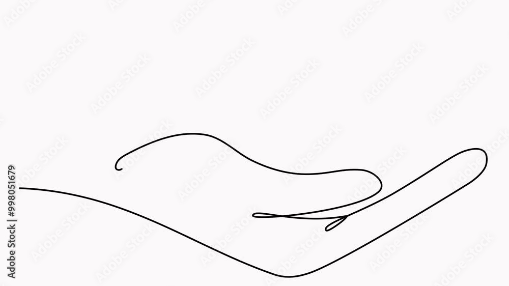 Poster hand hold arrow up continuous line drawing animated video.