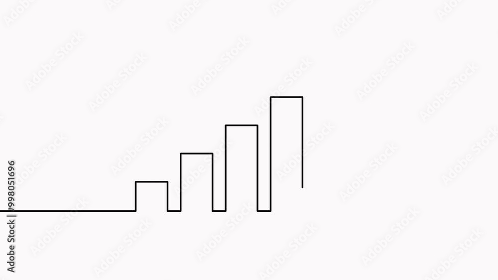 Poster growing graph continuous line drawing animation. successful business strategy symbol video.