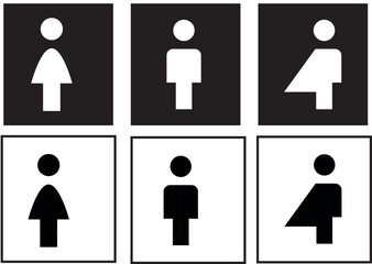 Set of gender neutral toilet sign concept. Male, female and unisex or transgender. Vector illustration