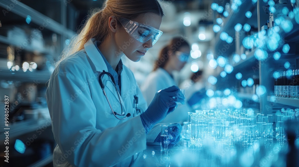 Poster lab research: scientist in a laboratory setting