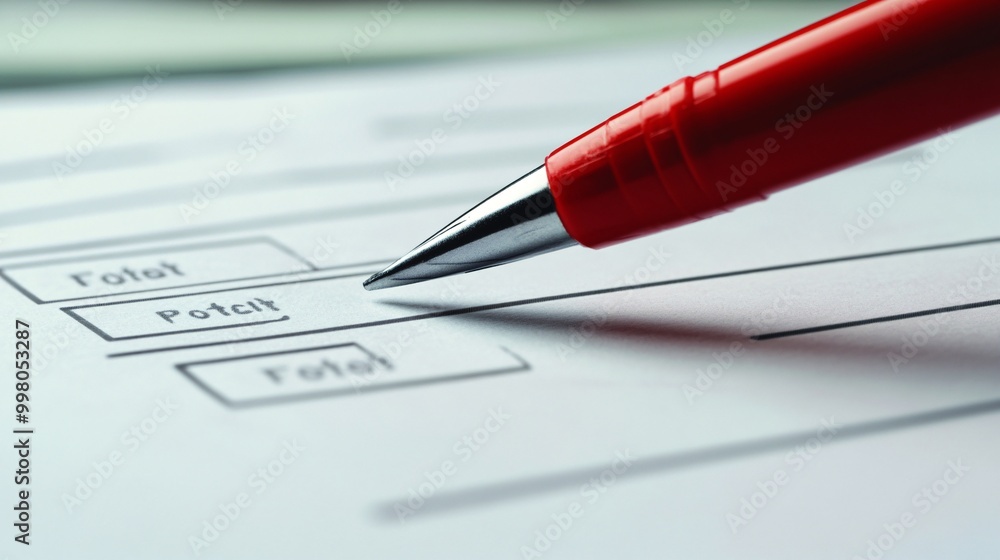 Poster A close-up of a ballot paper with options for different candidates symbolizing the power of choice and the responsibility of voters Large space for text in center Stock Photo with copy space