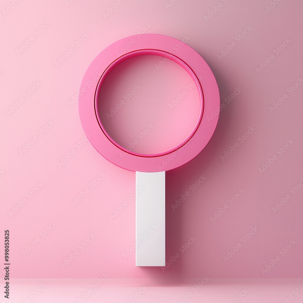 Canvas Prints Pink Circle on White Stick Against Pink Background.