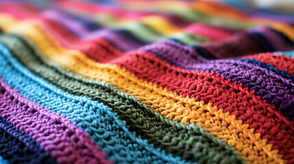 Colorful Crochet Afghan with Alternating Stitch Patterns