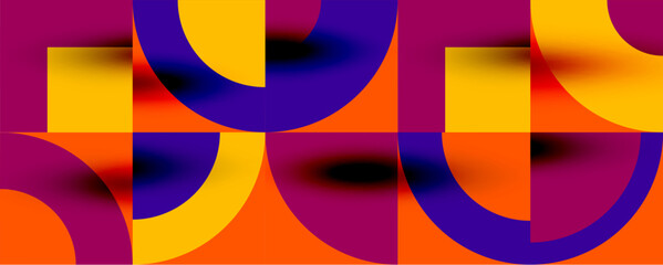 Obraz premium Neo memphis geometric pattern with circles, squares. Pop art abstract background for covers, banners, flyers and posters and other templates