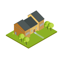 House Building Isometric Illustrations for Real Estate Marketing