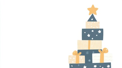 Christmas Tree Made of Presents with Copy Space