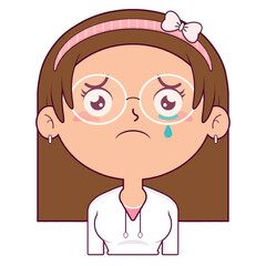 girl crying face cartoon cute