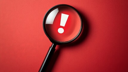 Be aware of potential risks and dangers, as indicated by the magnifying glass highlighting an exclamation mark on a red background.