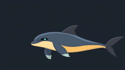 Obraz premium Cartoon Dolphin Swimming in the Ocean