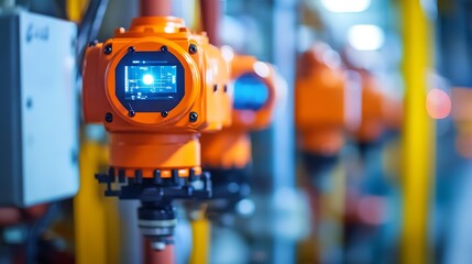 Gas Leak Detection Sensors in a Natural Gas Facility A network of gas leak detection sensors installed throughout a natural gas processing plant.