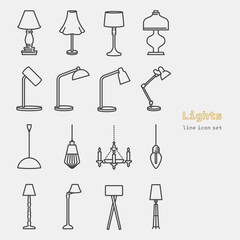 light and lamp vector icon set