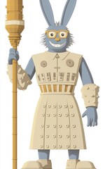 Bunny Guard with a Golden Staff